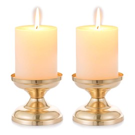 Juego de 2 portavelas de metal dorado, centros de mesa de boda, portavelas para velas de 3 pulgadas, decoración ideal para bodas, eventos especiales, fiestas