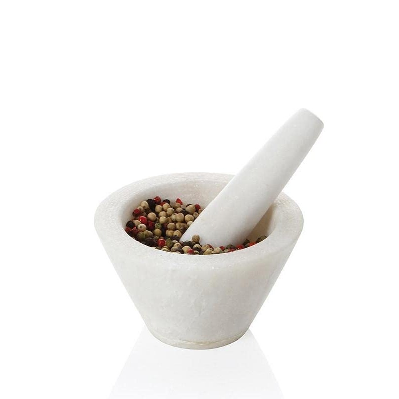 Boska Mörser Spicy/speziell für Gewürze/Spülmaschinenfest/Granit/Weiß / 100 x 100 x