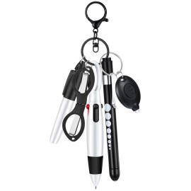 MotiMind Nurse Pen Set with Marker Pen LED Light Scissors Keychain Clip and Flashlight
