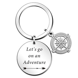 QMVMV Camper Keyring Adventure Gifts for Women Men Camper Trailer Vacation Gifts Outdoor Adventure Traveller Gifts Let's Go On an Adventure