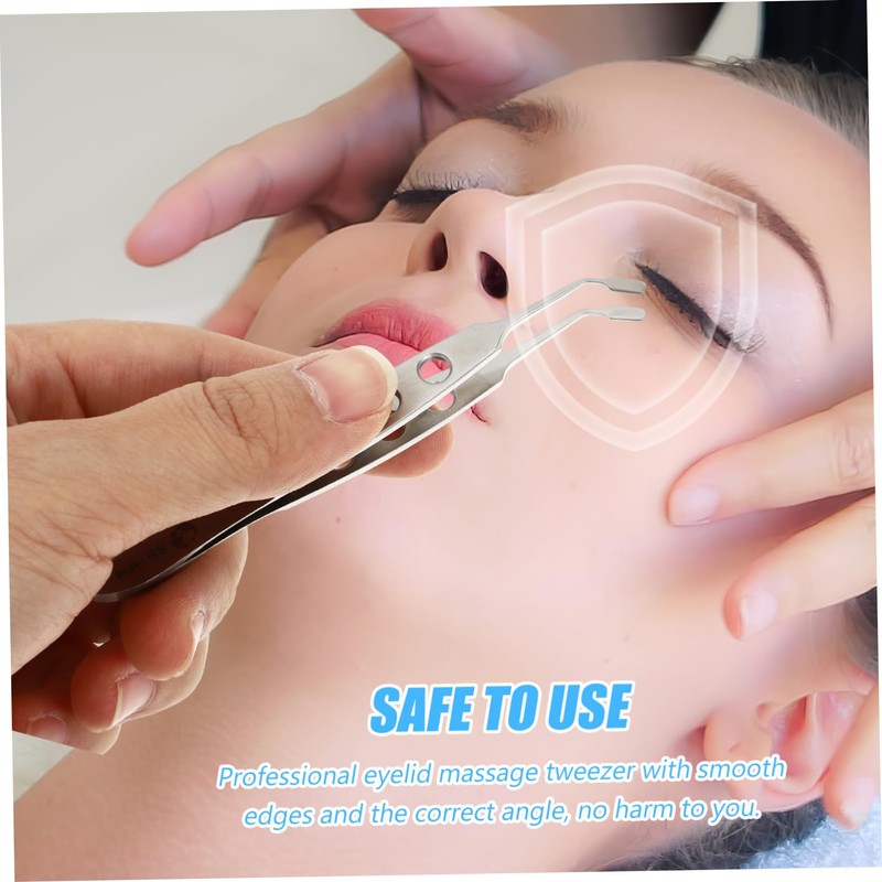 Gatuida Stainless Steel Eyelid Forceps Meibomian Gland Expressor Tweezers for