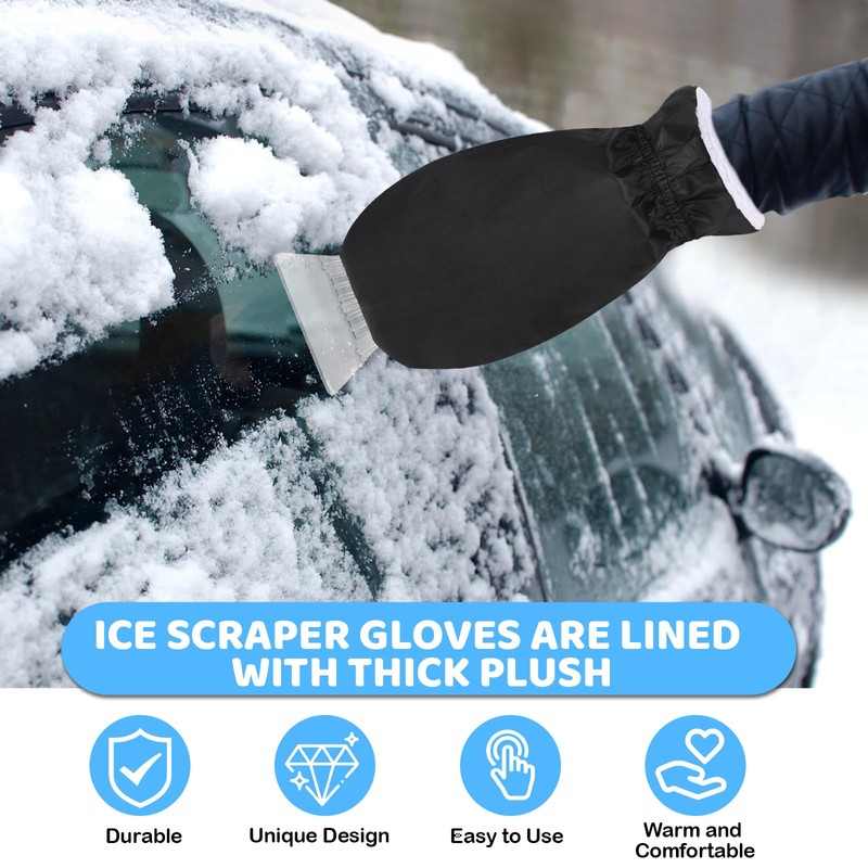 WEINIBAO Car Ice Scraper with Glove, Reusable Ice Scraper with