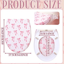 Tudomro Pink Bow Toilet Seat with Soft Round Close Decorative Uf Material Quiet Close Toilet Seat Easy to Clean Install Quick Release Hinges Pink Bow Design for Girly Bathroom Home Decor