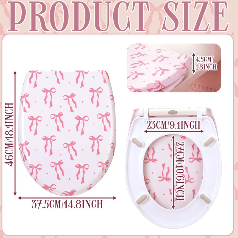 Tudomro Pink Bow Toilet Seat with Soft Round Close Decorative