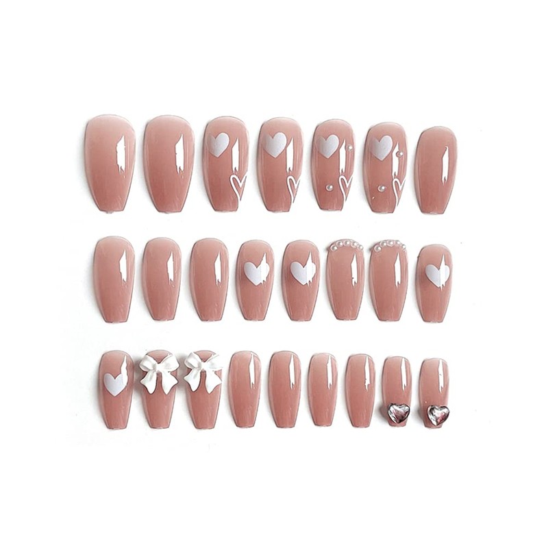 Set of 24 nail tips, 12 different sizes, medium length,