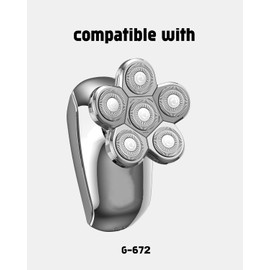 AW Shaver Replacement Head, 6 Blades Head Shaver Replacement Heads Compatible with AidallsWellup Replacement Head for AidallsWellup G-672 Head Shaver for Bald Men, 1 Cleaning Brush