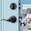 Probrico 2 Pack Black Door Lever and Single Cylinder Deadbolt