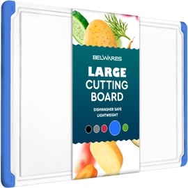 Large Cutting Boards for Kitchen - Dishwasher Safe Non-Slip Cutting Boards with Juice Grooves, Easy Grip Handles - Large and Thick Chopping Board Blue