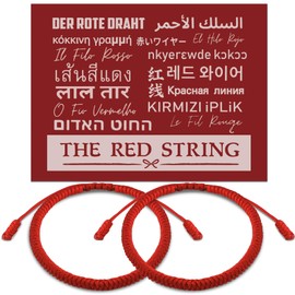 Ferreve 2 Pcs Red String Bracelets for Women Men with Cards Kabbalah Red Rope Bracelet for Good Luck Protection Energy Power Friendship Adjustable Braided Tie Bracelet Cord Thread Bracelet