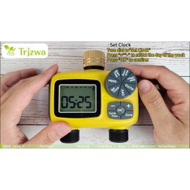 TRJZWA Sprinkler Timer Brass Swivel Water Timer for Garden Hose 2 Zone Programmable