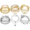 24 Pcs (7 Pack) Dainty Gold Silver Bracelet Set for