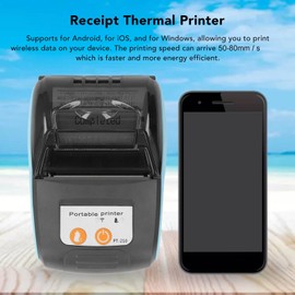 Receipt Printer, Strong Compatibility, Energy-Saving Wireless Thermal Printer for Shops (Without Storage Bag)