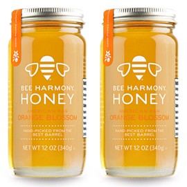 Bee Harmony Orange Blossom Raw Honey, 12 OZ (Pack of 2), from California