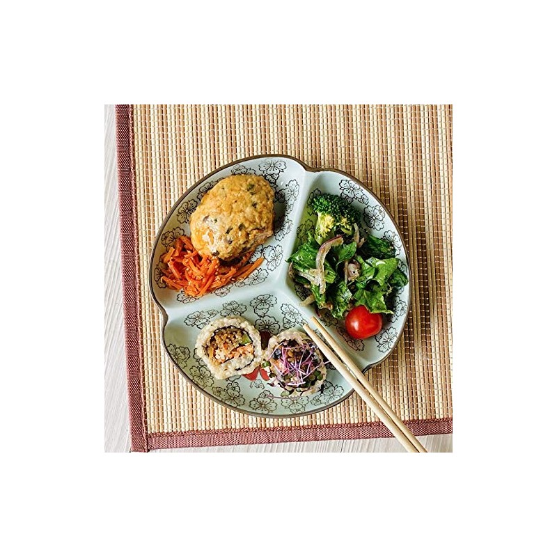Nishida 120043 No. 7.5 3-Compartment Plate (Red Camellia), Home Restaurant,