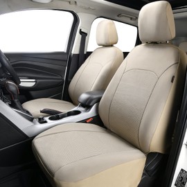 Flying Banner Car Seat Covers Front Seats Rear Bench Polyester car seat Protectors Easy installations Rear Bench Split Classic Man Lady Truck (Full Set - Low Back - Neoprene, Solid Beige)