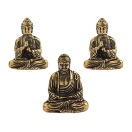 SHIDXIB 3Pcs Mini Pure Brass Sakyamuni Buddha Ornament Add a Touch of Zen to Your Home Decor