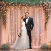 10×10ft Peach Tulle Backdrop Curtain with Lights String for Parties,