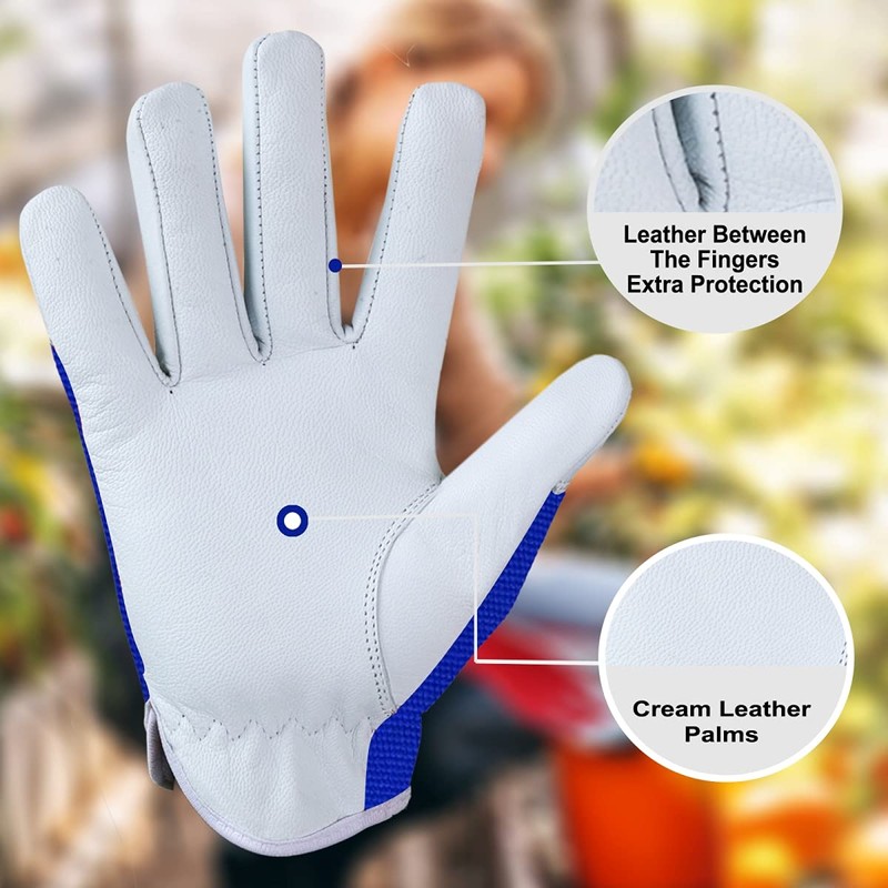 Leather Work Gloves Gardening Breathable Rigger Thorn Proof Palm Building
