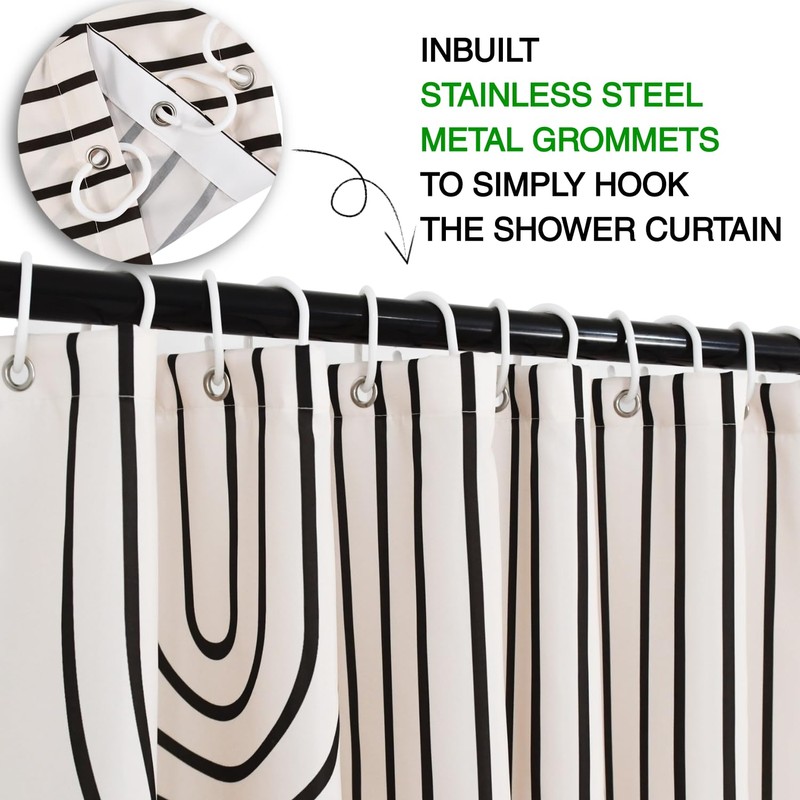 GKLEASG Boho Mid Century Extra Long Shower Curtain, 72Wx78H Minimalist