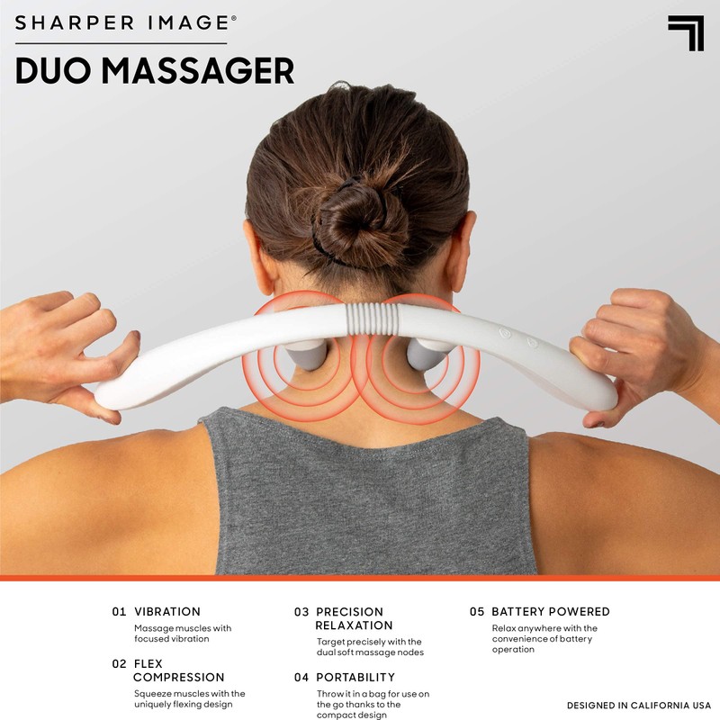 Sharper Image Dual-Node Vibrating Compression Massager, Soothe Sore Neck and