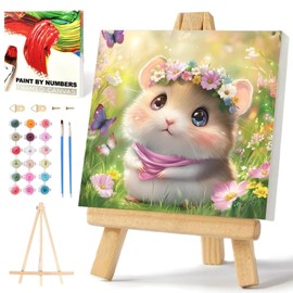 Xobers art Paint by Numbers Children's Hamster with Frame, Animals Painting by Numbers Kits Beginners, Painting by Number Animals, Suitable as a Gift and Home Decoration, 20 x 20 cm
