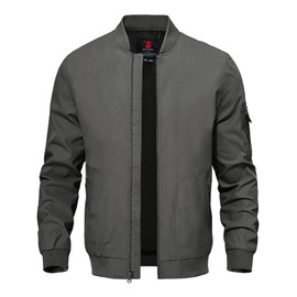 TBMPOY Men's Light Jackets Lightweight Bomber Windbreaker Jackets Casual Stylish Fall Golf Zip Up Dress Business Varsity Dark Grey XXL