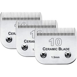 3 Pack 10 Blade Dog Grooming Blades Compatible with Andis Clippers/Oster A5/Wahl KM,Detachable Stainless Steel Blade,Size-10, 1/16-Inch Cut Length