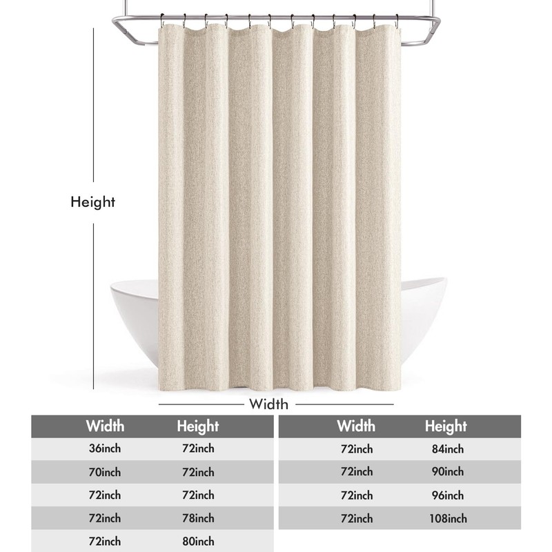 ANRODUO Extra Long Linen Shower Curtain, 108 Inch Long Heavy