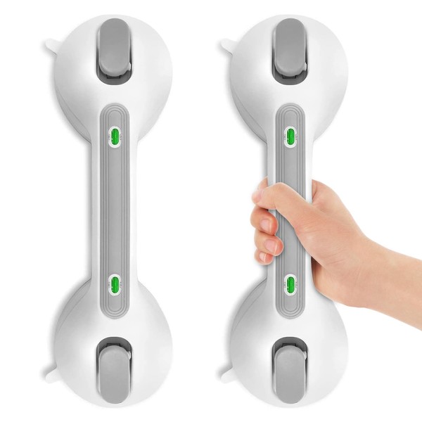 Ainoking Suction Grab Rails for Bathroom, Bathroom Safety Cup Shower Handle with Indicator Elderly, Portable Bath Mobility Aids and Disability (2) (‎FS-A)