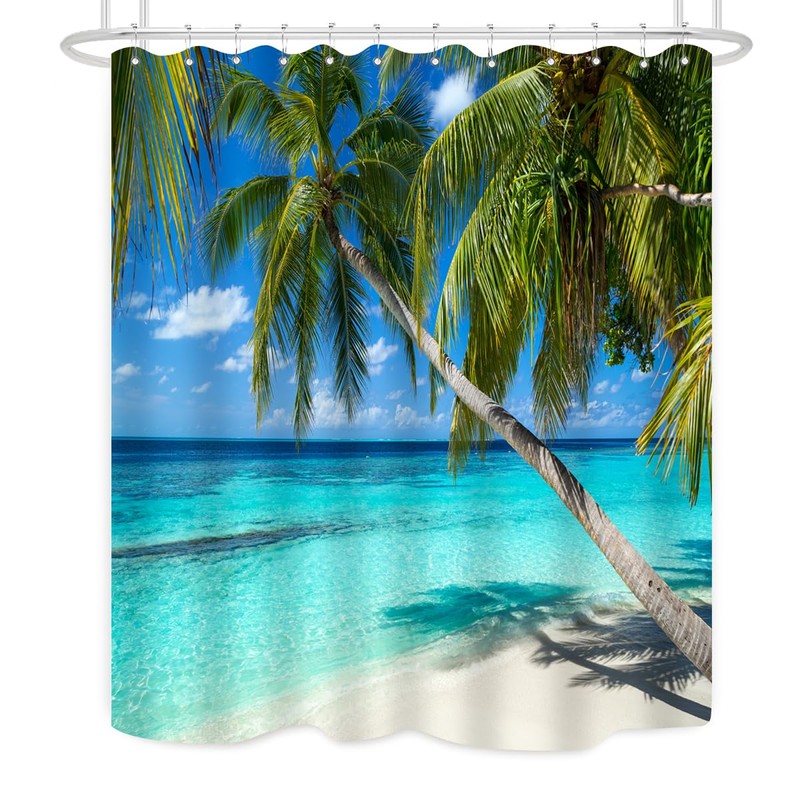 ZXMBF Ocean Shower Curtain Palm Trees Beach Summer Seaside Tropical