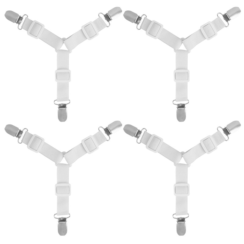 Aifrymne Adjustable Bed Sheet Fasteners Set, 4PCS Heavy Duty Elastic