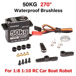 GOTECK 50KG Brushless Digital Servo,High Voltage 14V Metal Gear Waterproof Steering Servo with 25T Servo Horn for 1/8 1/10 RC Crawler Car,Robot,Boat,Truck Robot Parts (GB5009MG-270°)