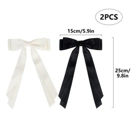Pack of 2 Women's Hair Bows, Hair Clips with Bow, Bow Hair Girls Hair Accessories, Hair Bows for Party, Christmas, Women, Girls (Black, Beige)