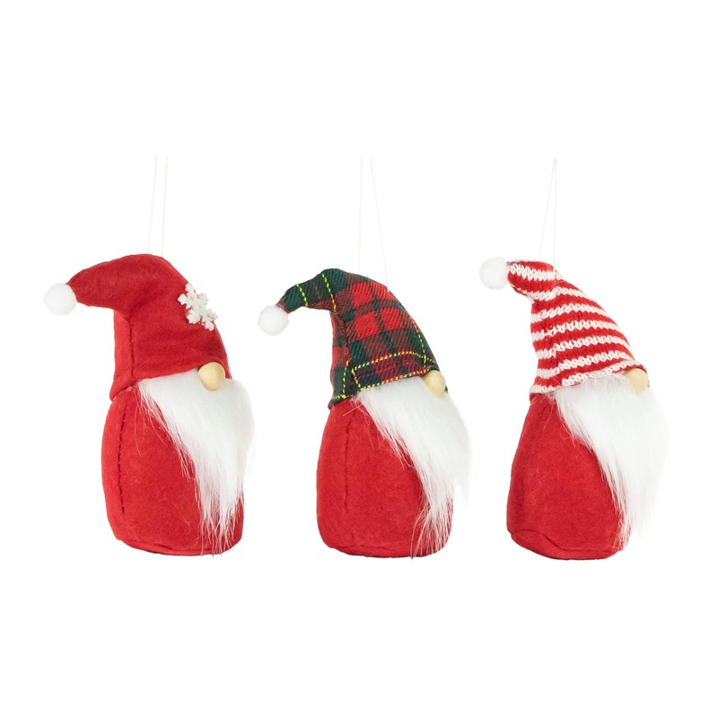 Northlight Set of 3 Gnomes Plush Christmas Figures, 4.5", Red