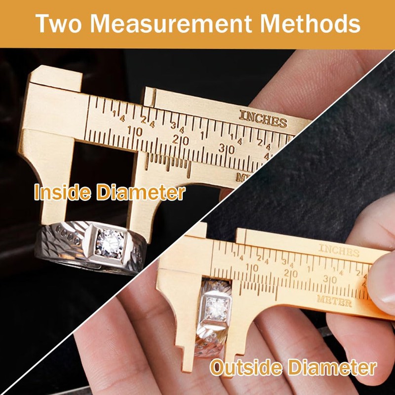 Brass Pocket Caliper with Double Scale Sliding Gauge Bead Measuring