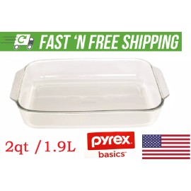 Pyrex Basics 3Qt,  2Qt Glass Oblong Baking Dish Clear Bakeware Kitchenware  - 2QT