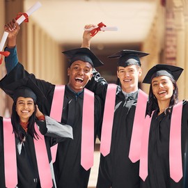 Graduation Stole Class of 2025, Graduation Sash, Plain Graduate Sash 2025, Unisex Adults Pink Graduations Stoles Classic End With Trim Unisex for Choral High School College Academic 70" Long