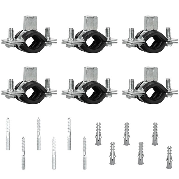 Kodilin 6pcs Heavy Duty Adjustable Pipe Bracket Clamps for 1.3-1.4