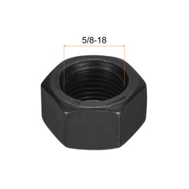 sourcing map 5/8-18 Hex Nuts, Carbon Steel Grade 8.8 Black Oxide Hexagon Nut for Screw Bolt, 2 of Pack