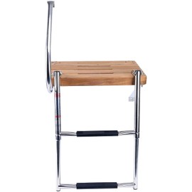 Amarine Made Boat Out-Board Swim Teak Platform with 2-Steps Stainless Ladder