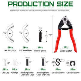 Keadic 68 Pcs Universal Bicycle Shifter Cable Housing Set Contains Cable Cutter, Bike Shift Wire Brake Cable, Variable Speed Plieline, End Caps, Line Pipe Buckle for Mountain Road Bike Repair