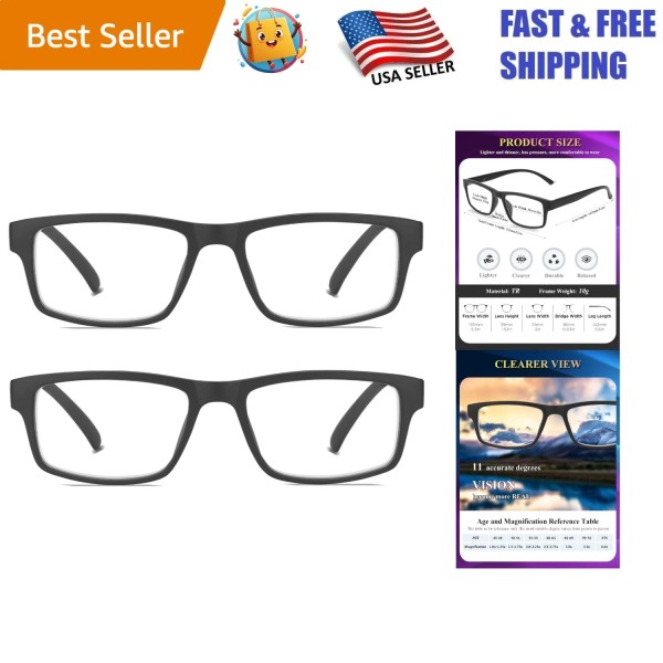 Durable Unisex Reading Glasses – 2-Pack Blue Light Blockers with