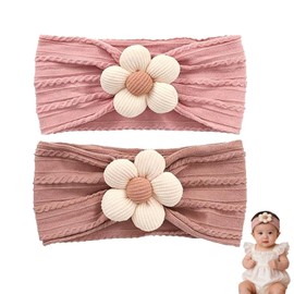 Baby Bowknot Cute Hair Accessories Set of 2 Soft Nylon Newborn Infant Baby Shower Birthday Present Anniversary Photo Wedding Celebration Dark Pink + Pink
