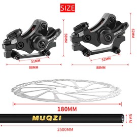 Trkimal Bicycle Disc Brake Kit Front Rear Caliper Brake Disc Set 180mm Rotor, Brake Cables, Brake lever Cable Kit for For Mountain Road Bike, Riding Bicycle(180mm Brake Sets)
