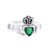 CLADDAGH 10mm Green Emerald Heart 925 Sterling Silver Friendship Ring,