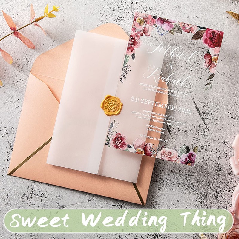 Anvin 50 Pack Pre-Folded Vellum Jackets for 5x7 Invitations Tracing