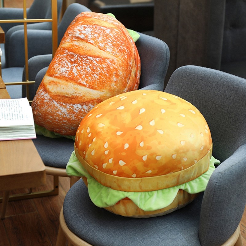 Simulation Bread Burger Shape Pillow Cute Food Plush Pillow Soft