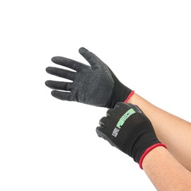 Restaurantware-Life Protector Small Safety Work Gloves, 1 Pair Of Gloves With Crinkle Latex Coating On Palm And Fingertips-13-Gauge, Firm Grip, Black Nylon Protective Handwear, Heavy-Duty