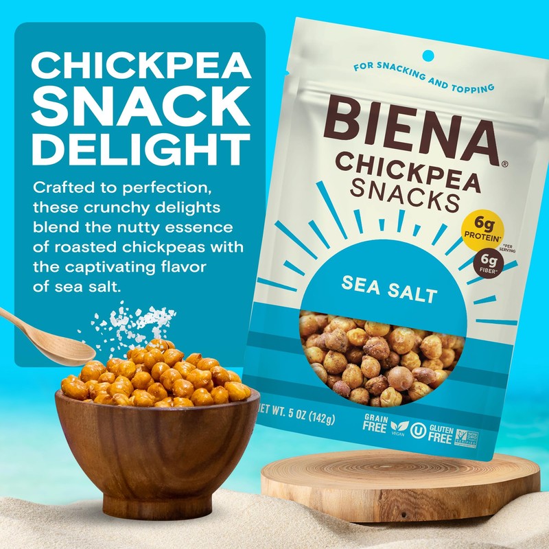BIENA Chickpea Snacks - Crunchy Roasted Chickpeas - High Fiber