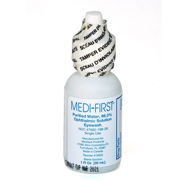 Medique Medi-First Eyewash, Eye Rinse and Protection, First Aid Supplies, 1 Oz., clear (19828)
